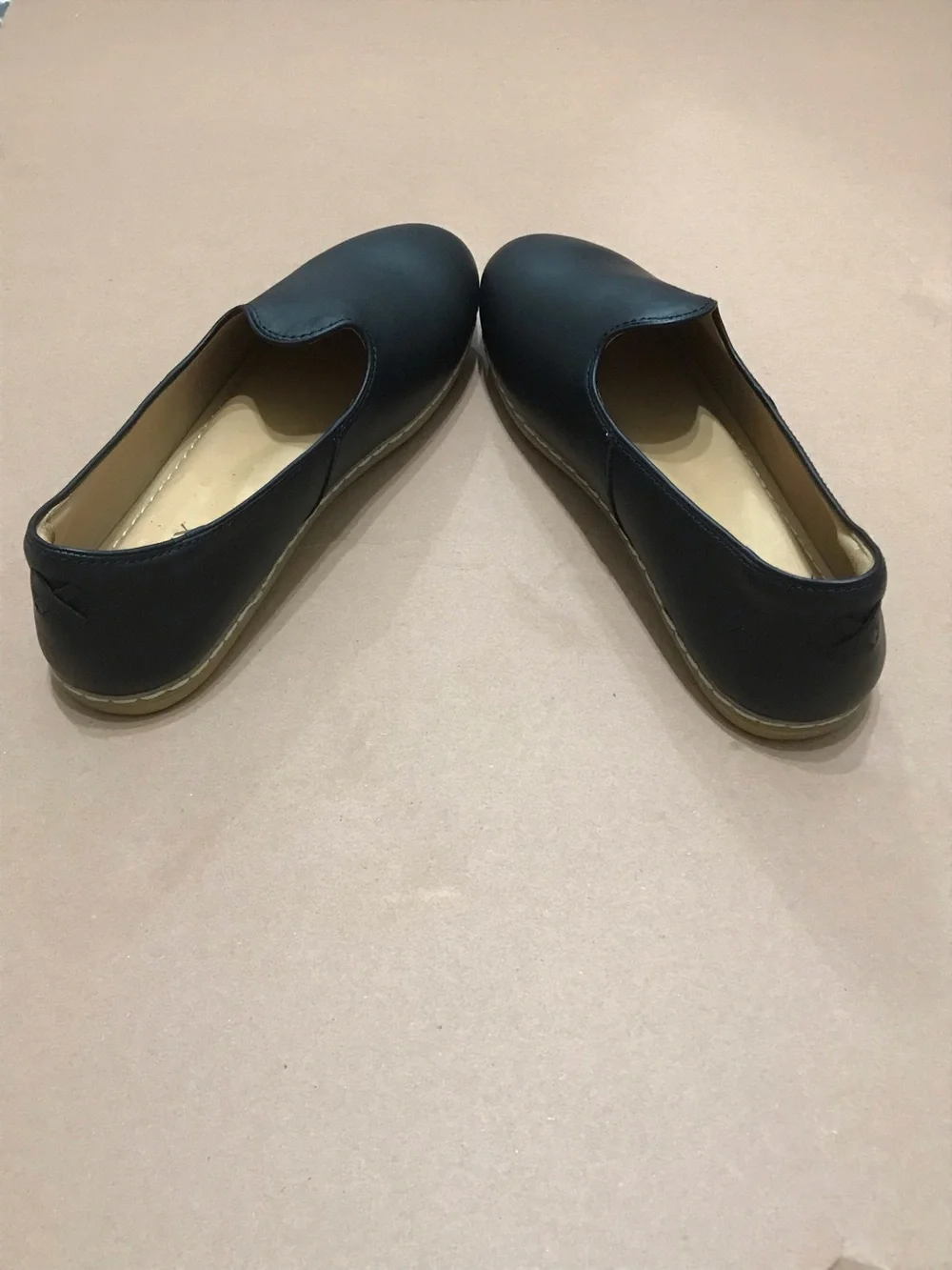 CHARIX Black Leather Slip-On Loafers with Tan Insole Size 46 US 12